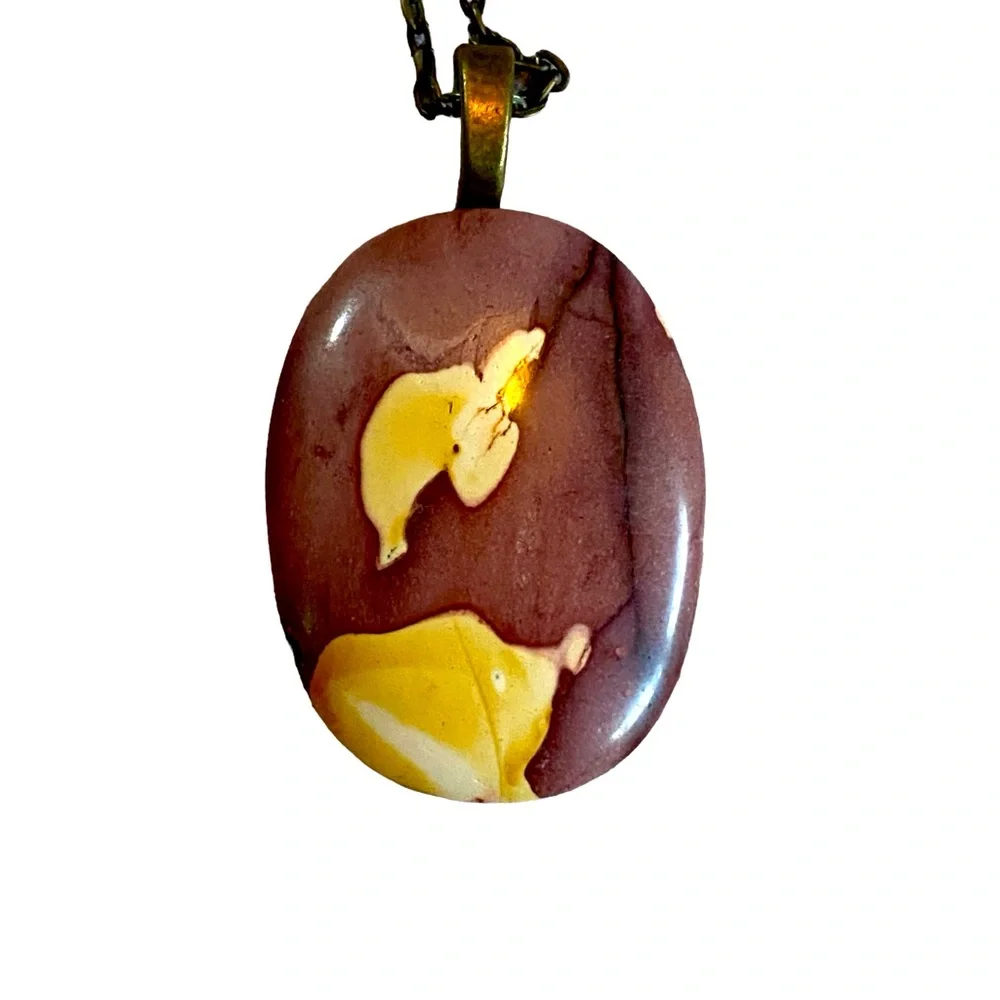 Red Ocean Mookite Jasper Natural Stone Pendant